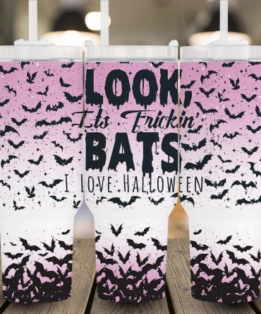 Halloween Bat Tumbler - Spooky Pink Ombre Design with Fun Quote