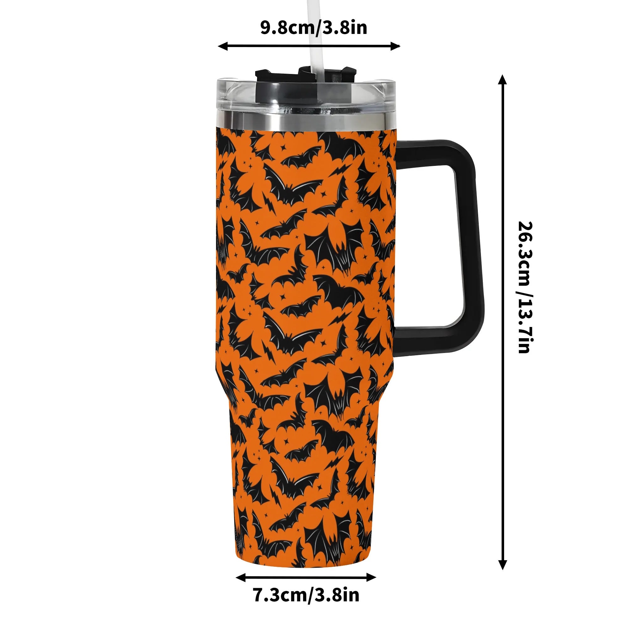 Halloween Bat Travel Mug with Lid - 40oz Insulated Tumbler for Hot & Cold Drinks - Image 6