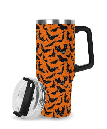 Halloween Bat Travel Mug with Lid - 40oz Insulated Tumbler for Hot & Cold Drinks