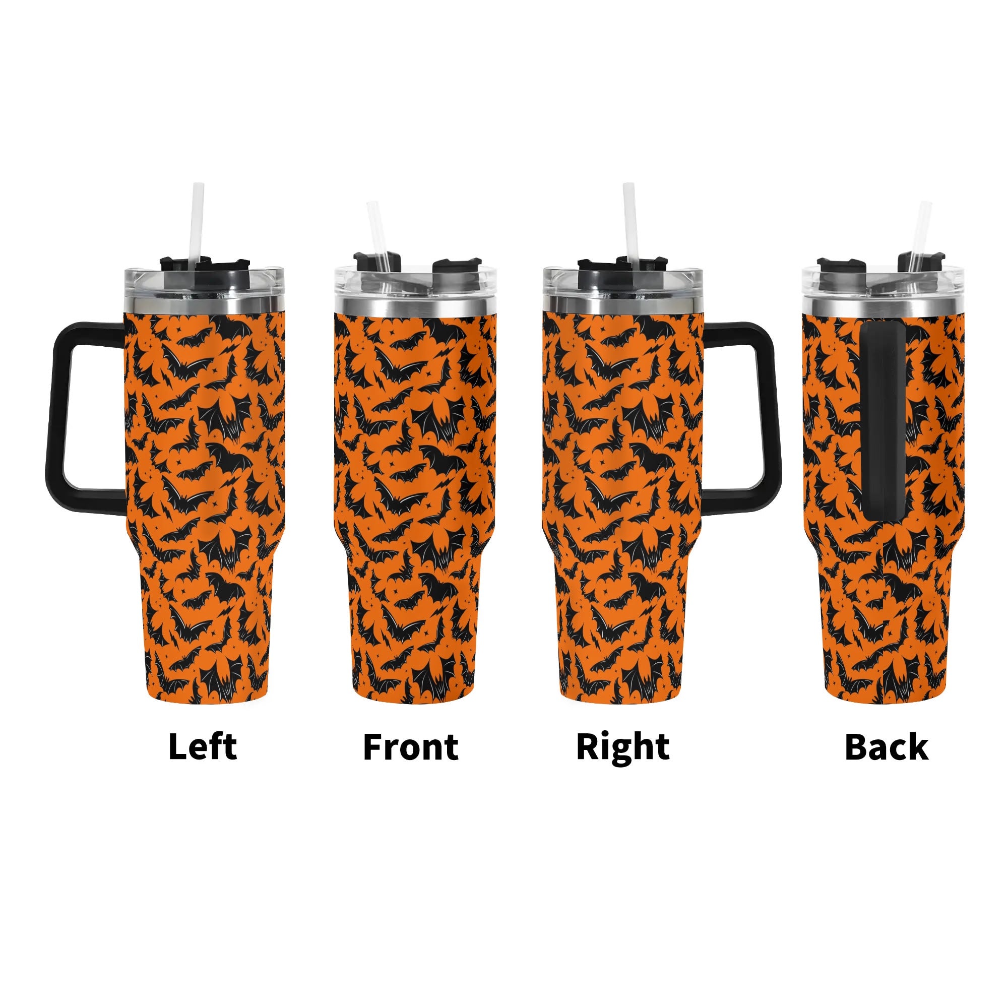 Halloween Bat Travel Mug with Lid - 40oz Insulated Tumbler for Hot & Cold Drinks - Image 3