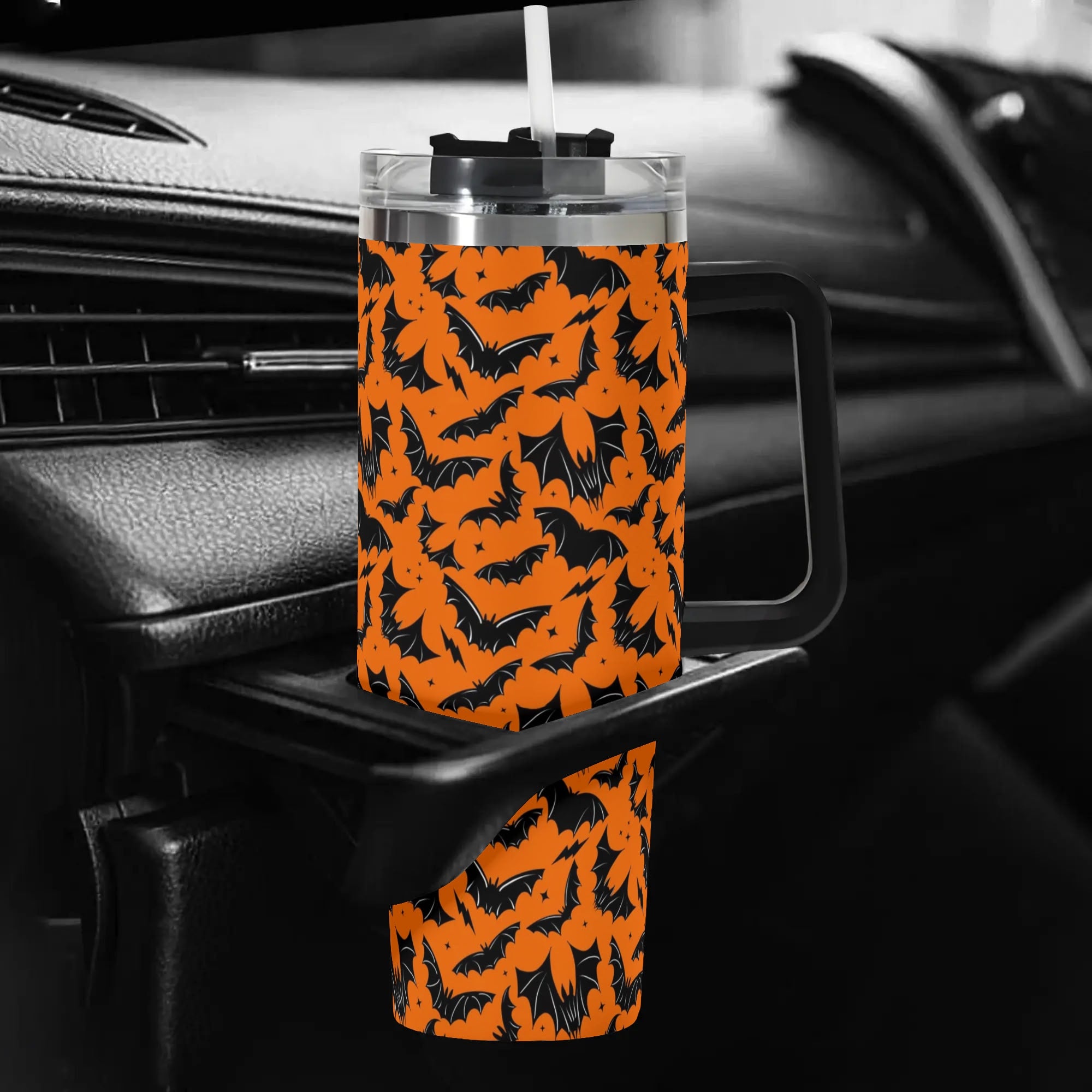 Halloween Bat Travel Mug with Lid - 40oz Insulated Tumbler for Hot & Cold Drinks - Image 5