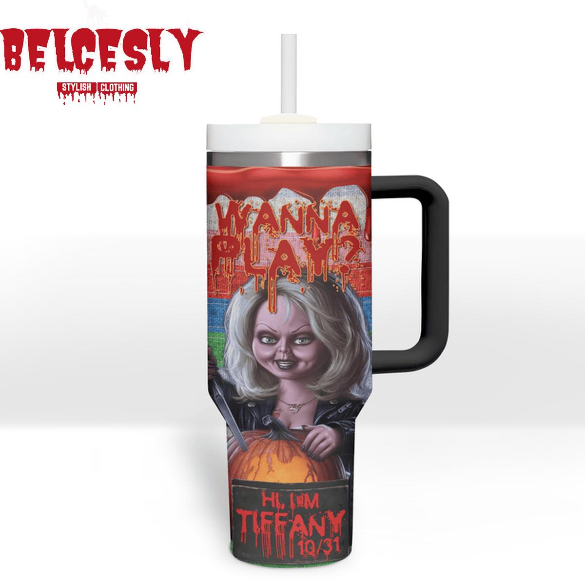Horror Movie Inspired Stainless Steel Tumbler - Chucky & Tiffany Design - Image 3