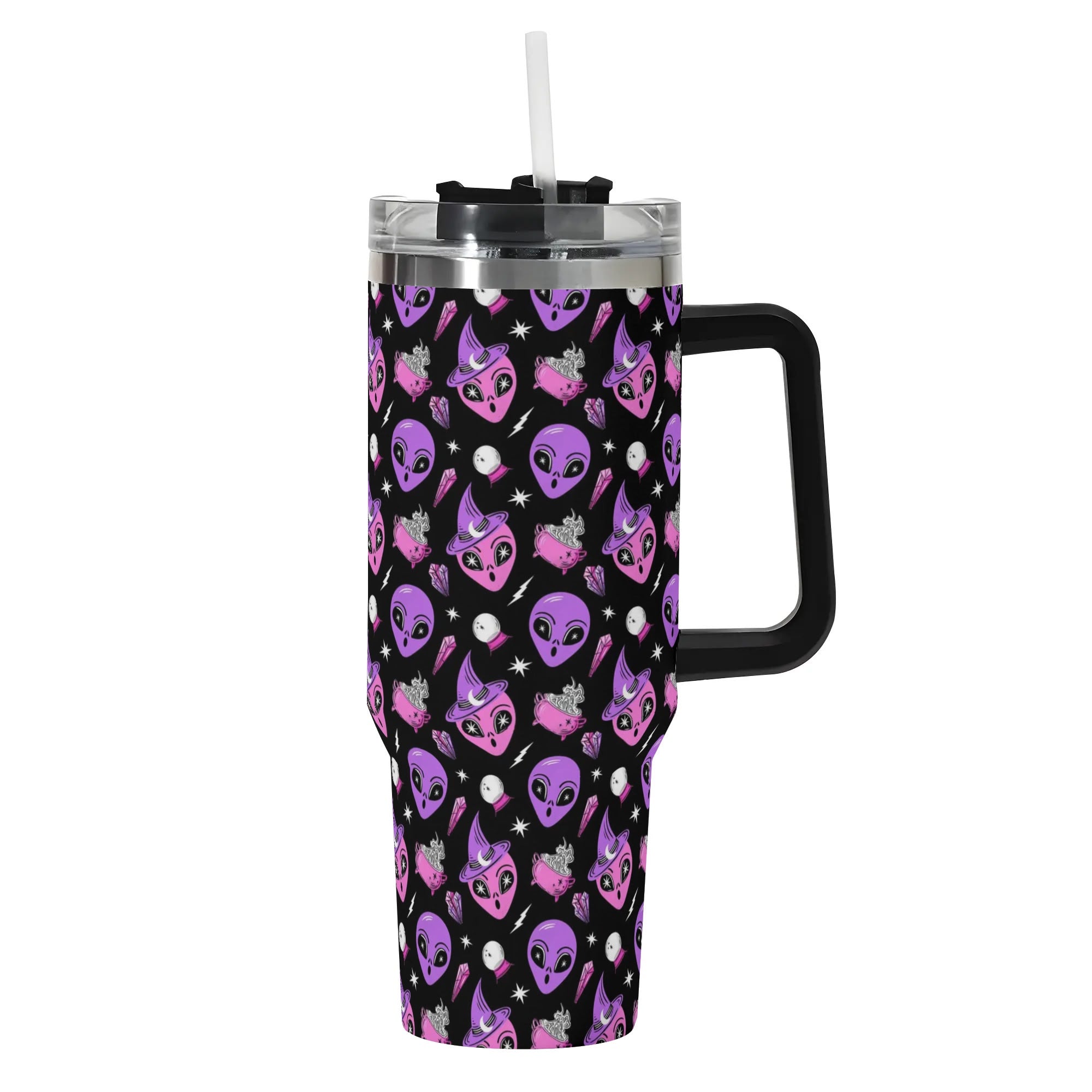 Cosmic Alien Travel Mug - Insulated, Spill-Proof with Fun Galactic Design - Image 2