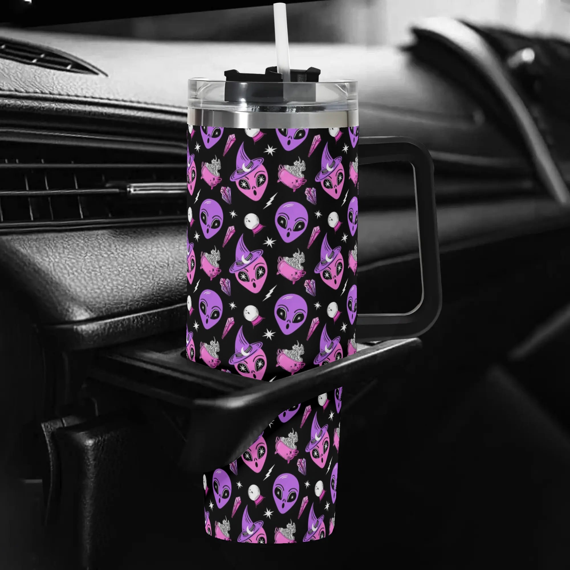 Cosmic Alien Travel Mug - Insulated, Spill-Proof with Fun Galactic Design - Image 5