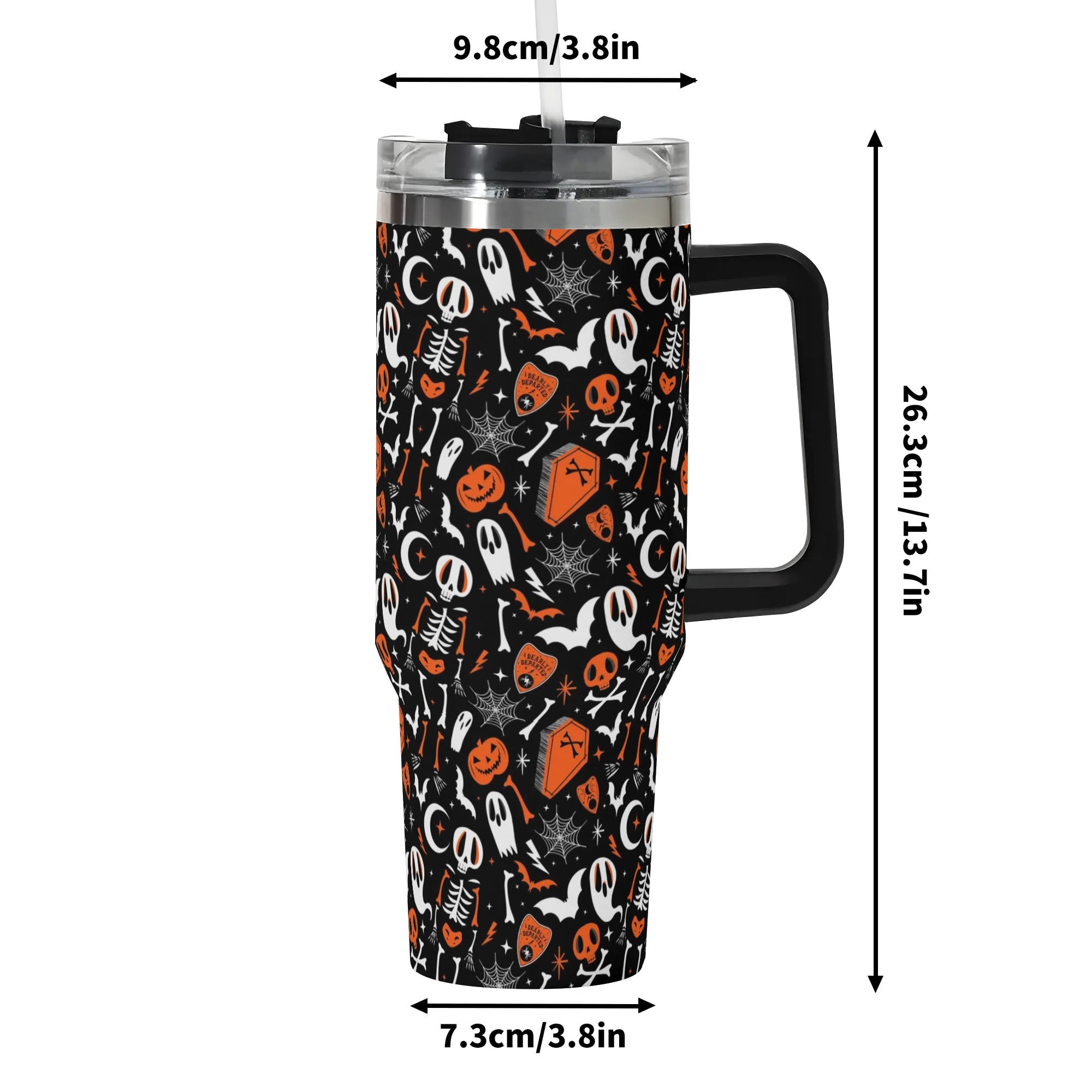 Spooky Delight Halloween Travel Mug - Skeleton, Ghost & Pumpkin Design - Image 6