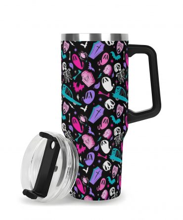 Spooky Fun Travel Mug - Insulated, Halloween Themed, 40oz