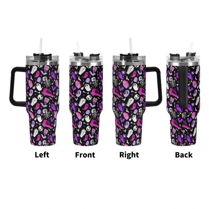 Spooky Ghost Travel Mug - Double Wall Insulated Tumbler with Fun Halloween Design - Image 3
