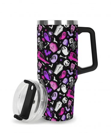 Spooky Ghost Travel Mug - Double Wall Insulated Tumbler with Fun Halloween Design