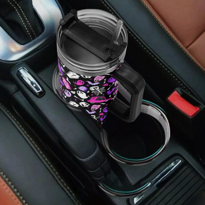 Spooky Ghost Travel Mug - Double Wall Insulated Tumbler with Fun Halloween Design - Image 4