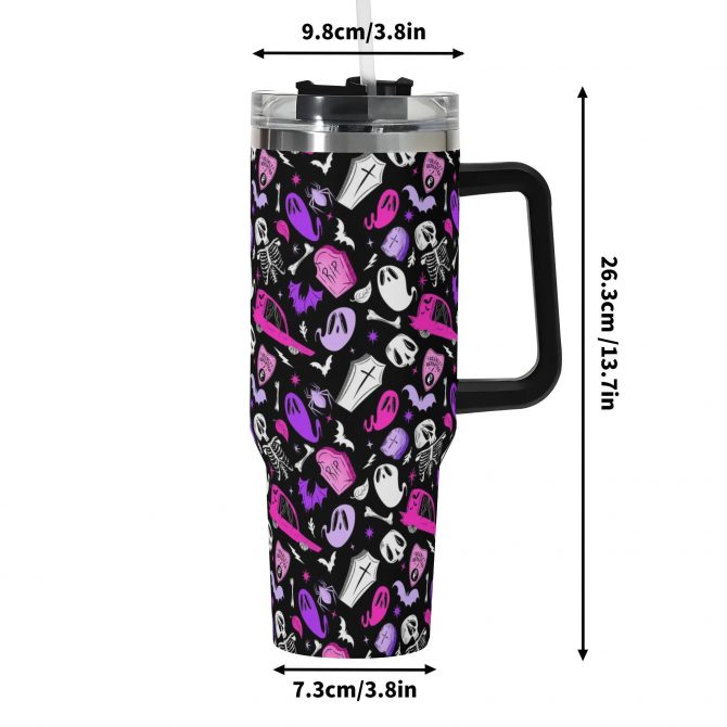 Spooky Ghost Travel Mug - Double Wall Insulated Tumbler with Fun Halloween Design - Image 6