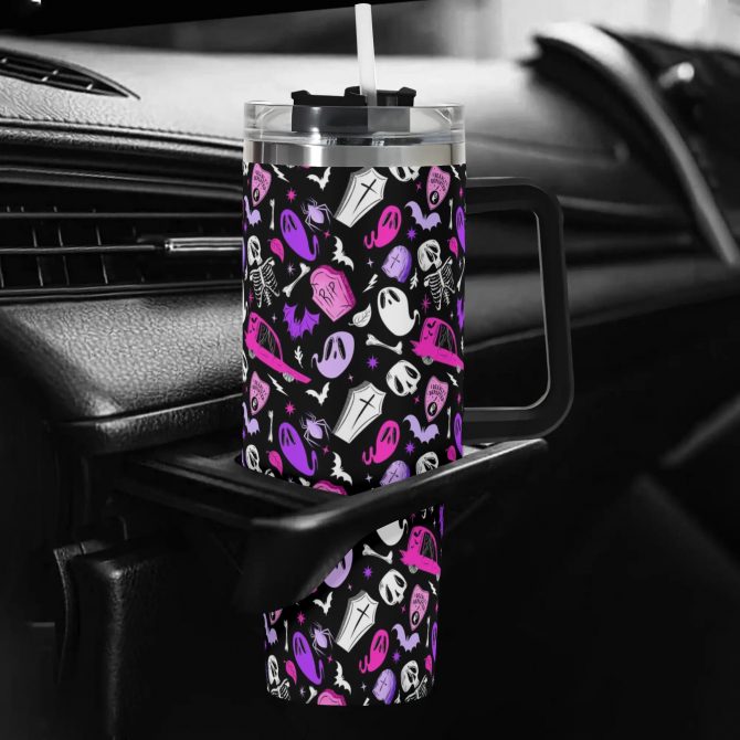 Spooky Ghost Travel Mug - Double Wall Insulated Tumbler with Fun Halloween Design - Image 5