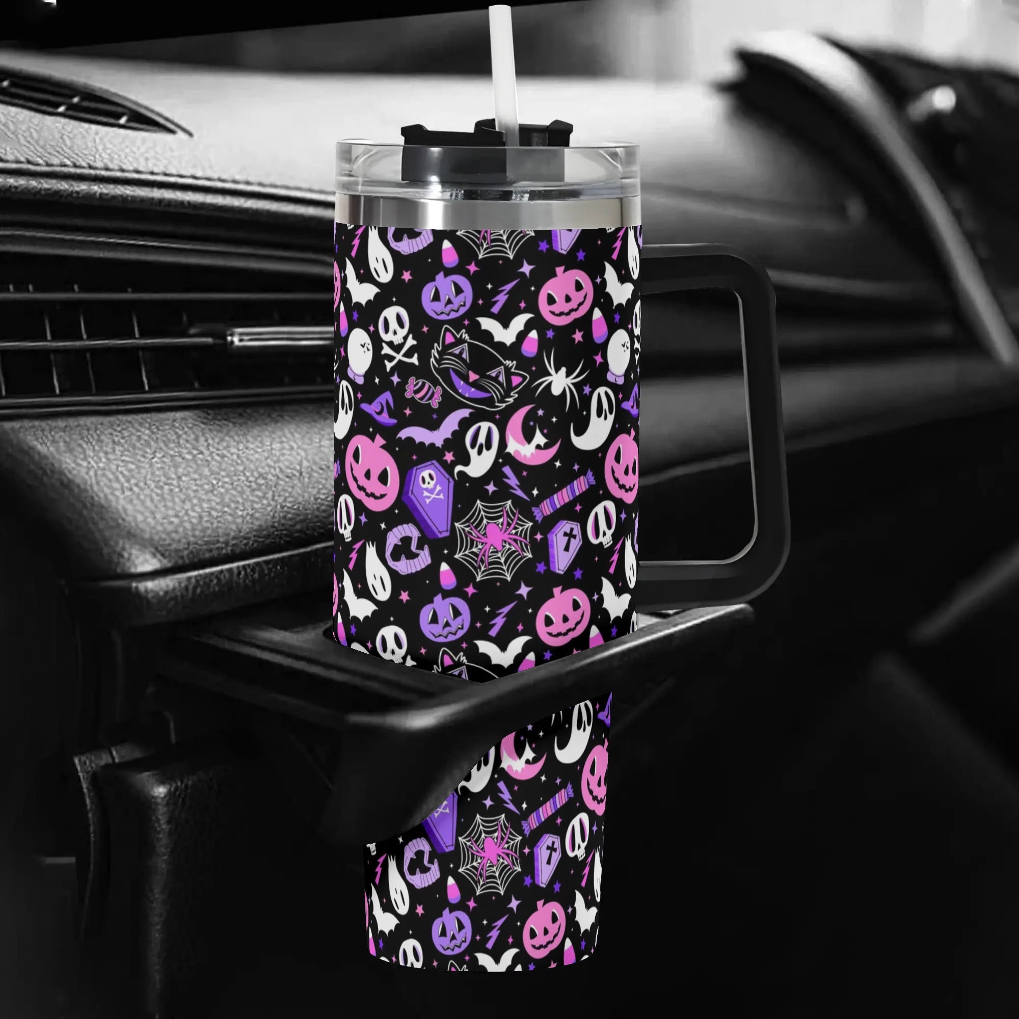 Spooky Halloween Travel Mug - Ghosts, Pumpkins & More | 40oz Insulated - Image 5