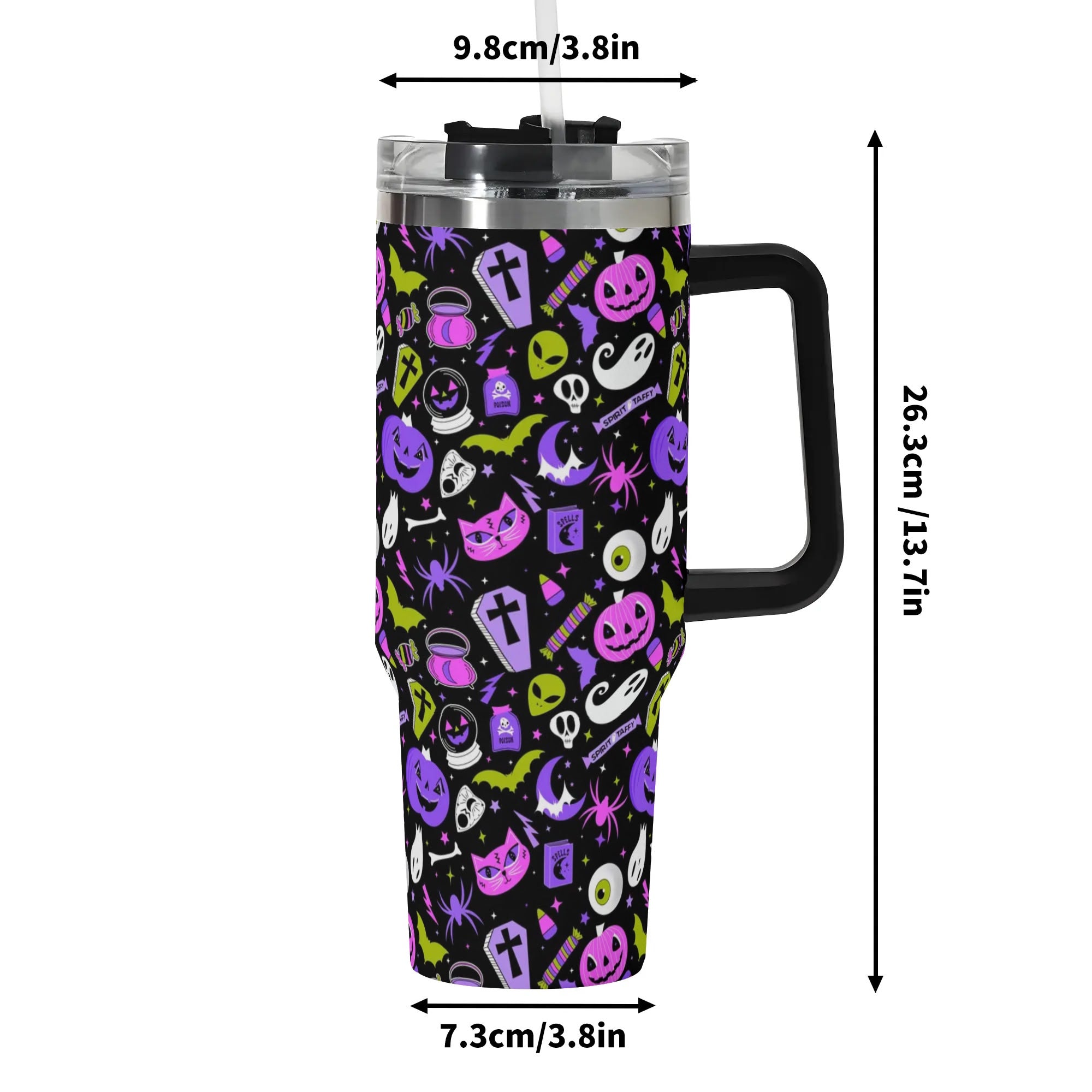 Spooky Halloween-Themed Insulated Travel Mug with Lid - 16oz - Image 6
