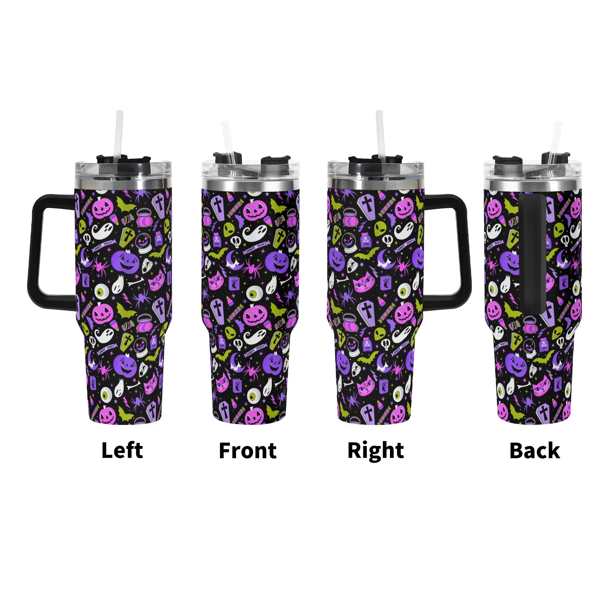 Spooky Halloween-Themed Insulated Travel Mug with Lid - 16oz - Image 3
