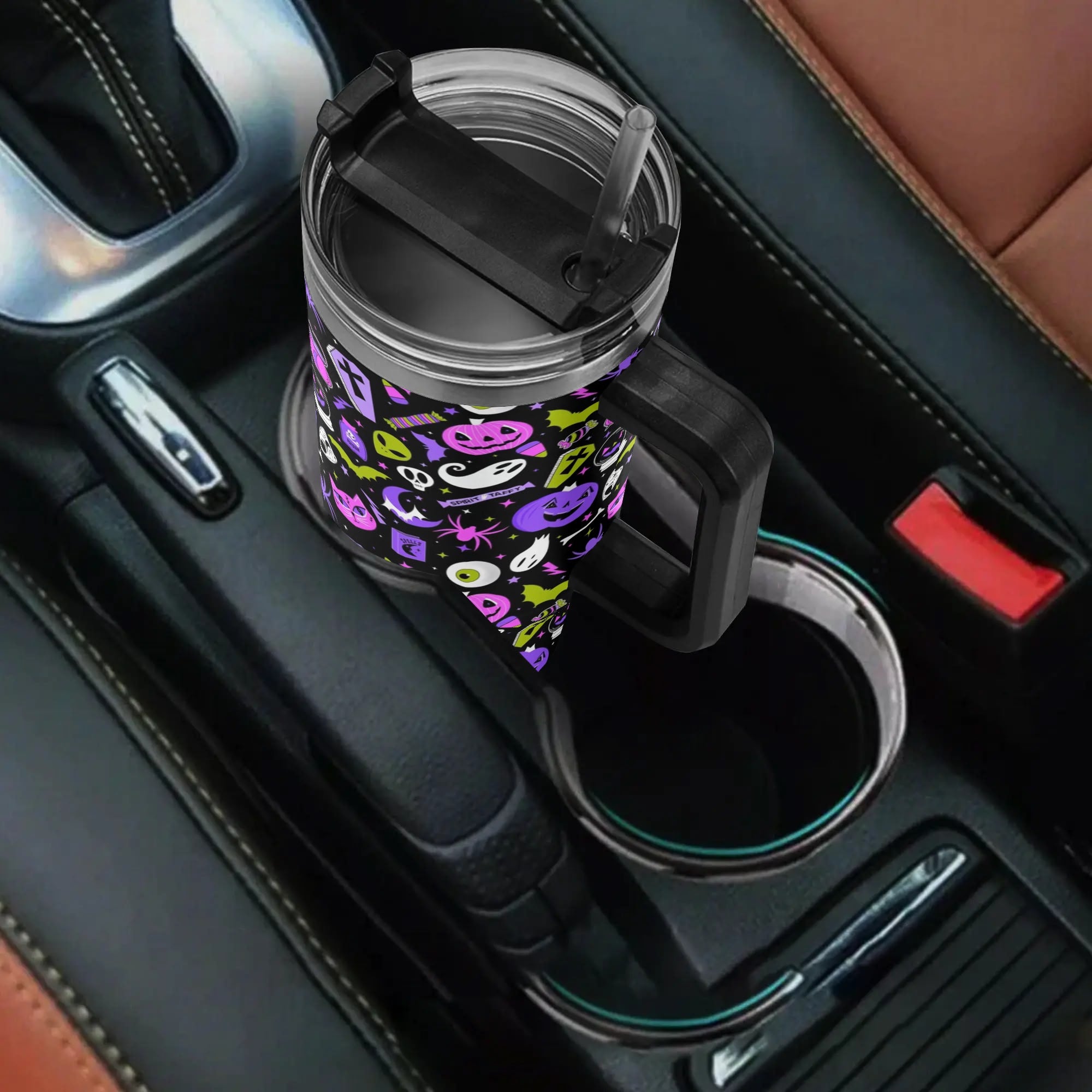 Spooky Halloween-Themed Insulated Travel Mug with Lid - 16oz - Image 4