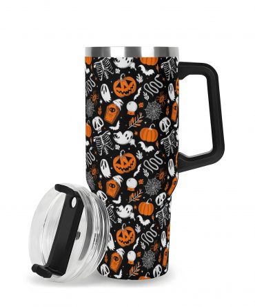 Spooky Halloween Travel Mug - Insulated Tumbler with Lid