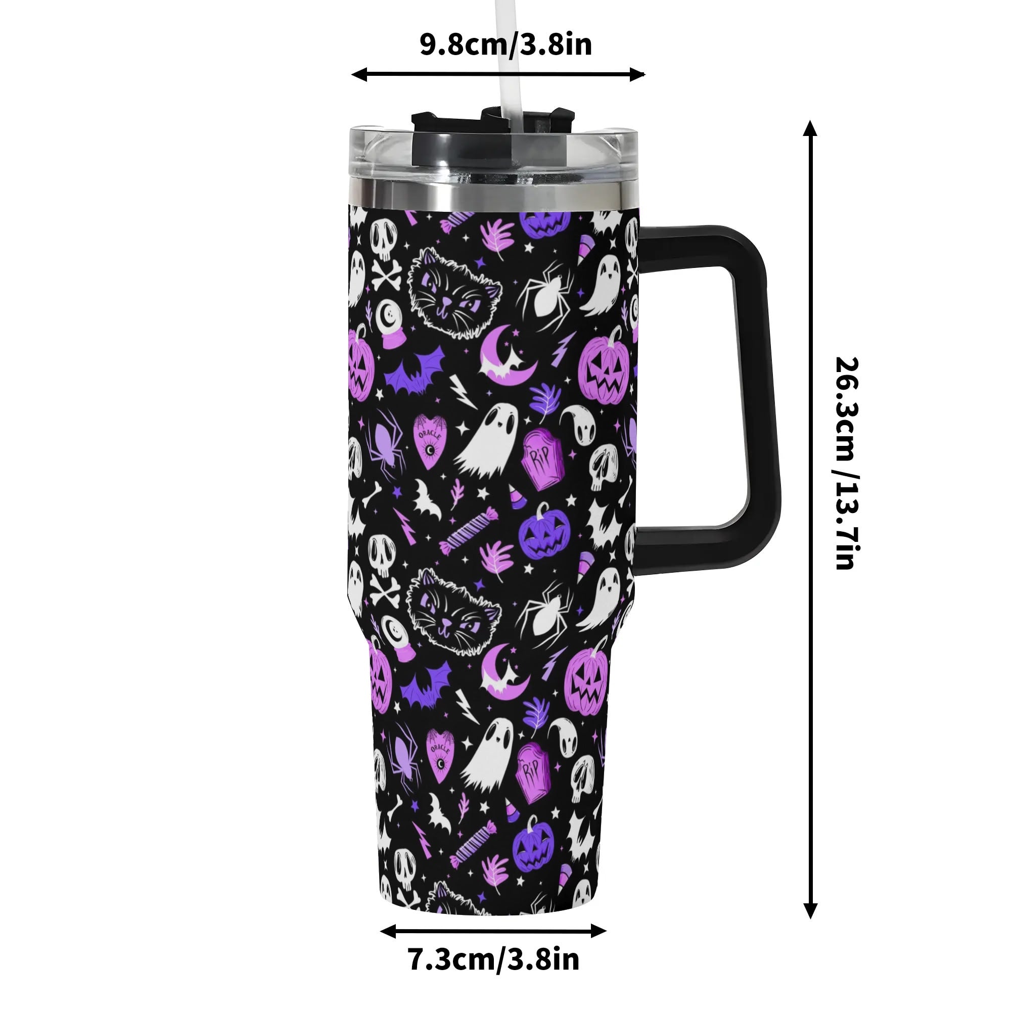 Spooky Halloween Travel Mug - Insulated, Ghost & Pumpkin Design, 40oz - Image 6