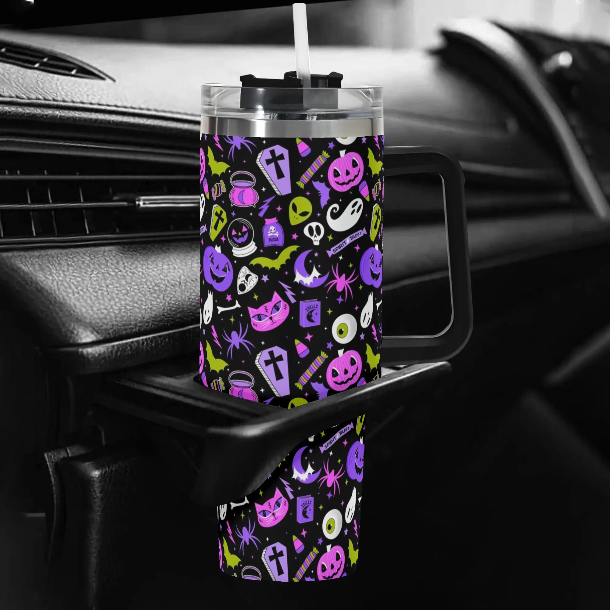 Spooky Halloween-Themed Insulated Travel Mug with Lid - 16oz - Image 5