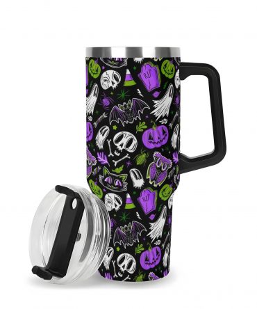 Spooky Halloween Travel Mug - Insulated & Stylish with Lid