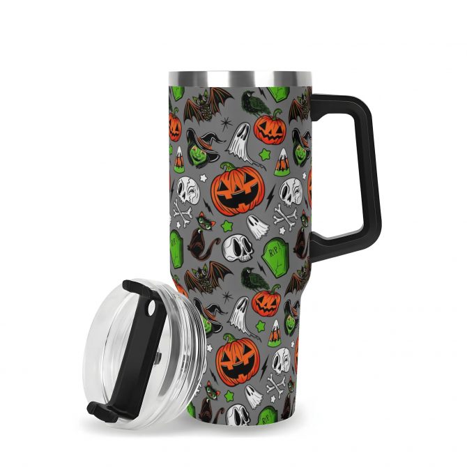 Spooky Halloween Tumbler with Handle - Perfect for Festive Sips - Image 3