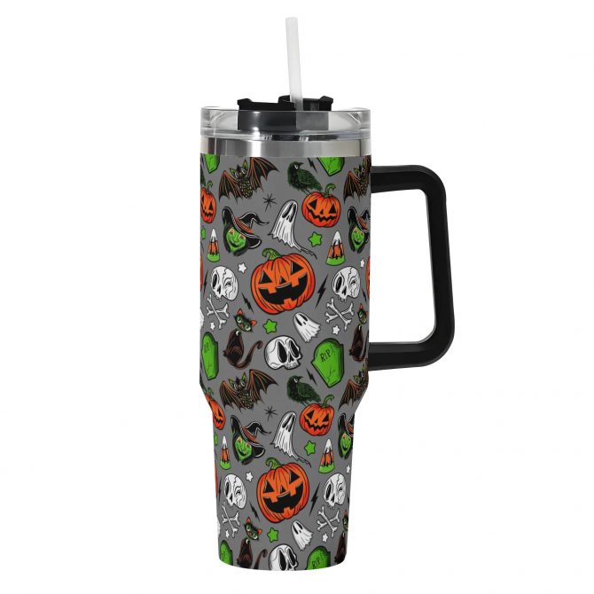 Spooky Halloween Tumbler with Handle - Perfect for Festive Sips