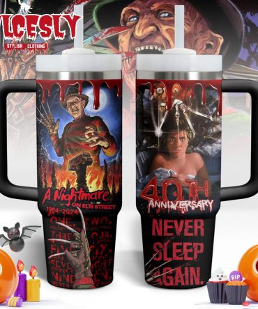 40th Anniversary Horror Movie Themed Tumbler - Never Sleep Again
