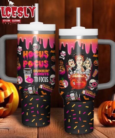 Hocus Pocus Halloween Tumbler - Spooky Fun with Dunkin' Donuts Theme Mug