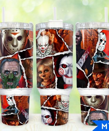 Horror Movie Icon Tumbler - Insulated Travel Mug for Scary Movie Fans
