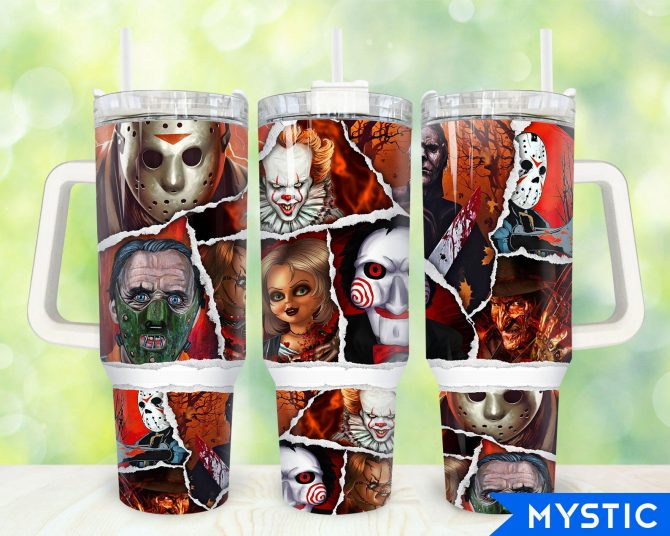 Horror Movie Icon Tumbler - Insulated Travel Mug for Scary Movie Fans