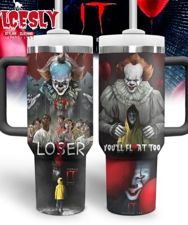 Horror Movie Inspired Travel Mug - Pennywise Clown Design, Insulated Tumbler for Fans