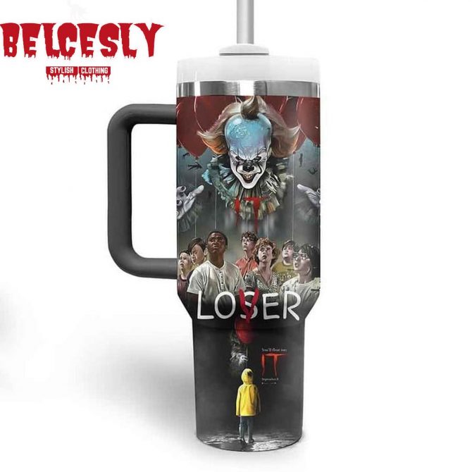 Horror Movie Inspired Travel Mug - Pennywise Clown Design, Insulated Tumbler for Fans - Image 3