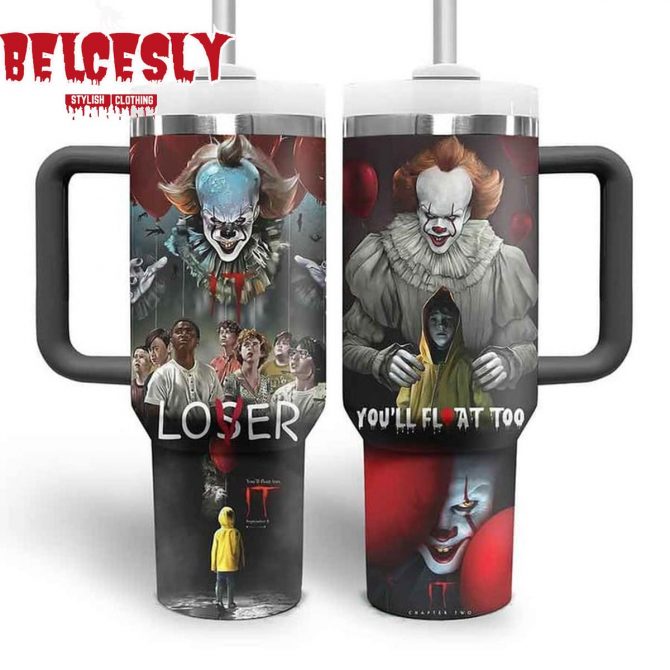 Horror Movie Inspired Travel Mug - Pennywise Clown Design, Insulated Tumbler for Fans - Image 2
