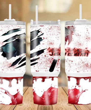 Horror-Themed Insulated Tumbler with Handle & Straw - Ultimate Scary Movie Fan Gift