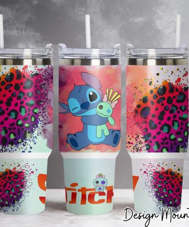 Colorful Stitch Tumbler with Handle - Insulated Travel Mug for Coffee & Cold Drinks
