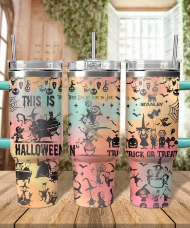 Spooky Halloween-Themed Tumbler with Handle - Perfect for Fall Festivities