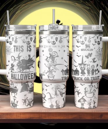 Spooky Halloween Travel Mug - Limited Edition Tumbler with Handle & Straw