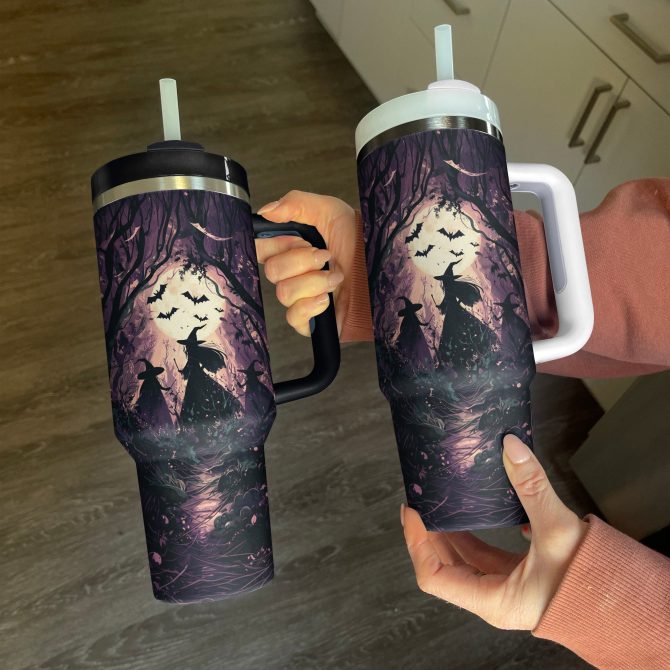 Enchanting Witches Forest Travel Mug with Handle & Straw - 40oz - Image 2