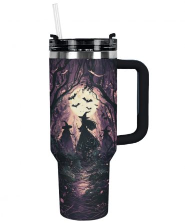 Enchanting Witches Forest Travel Mug with Handle & Straw - 40oz
