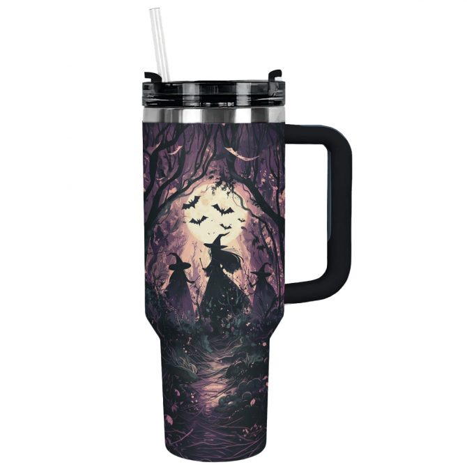 Enchanting Witches Forest Travel Mug with Handle & Straw - 40oz