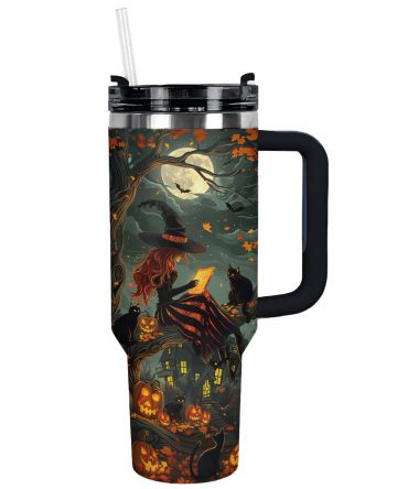 Spooky Witch & Cats Halloween Tumbler - Perfect for Fall Sips