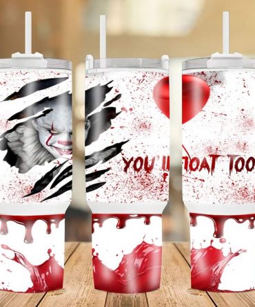 Creepy Clown Horror Tumbler with Straw - Spooky Halloween Drinkware