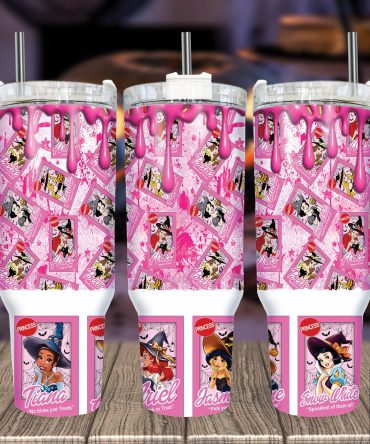 Chic Pink Princess Tumbler with Handle & Straw - Perfect for Fashionistas