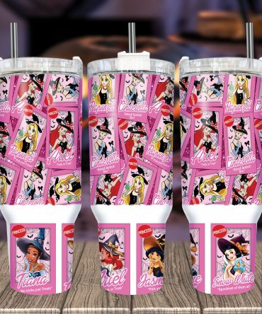 Magical Princess Tumbler Set - Insulated Travel Mugs with Handle & Straw