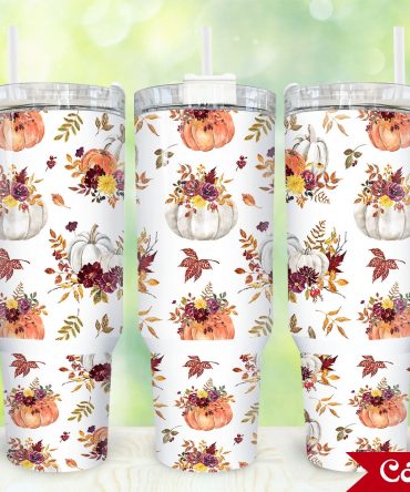 Autumn Floral Pumpkin Tumbler with Handle - Perfect Fall Gift