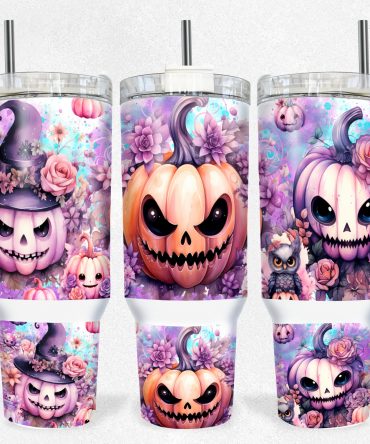 Spooky Cute Pumpkin Tumbler - Halloween Magic with Straw & Handle
