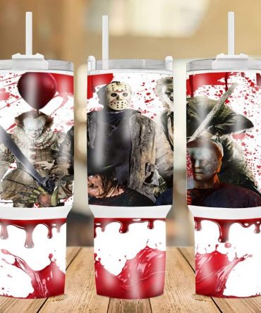 Horror Icon Tumbler Mug with Straw - Ultimate Scary Movie Fan Drinkware