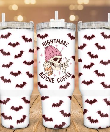 Nightmare Before Coffee Insulated Tumbler with Handle - Double Wall Travel Mug
