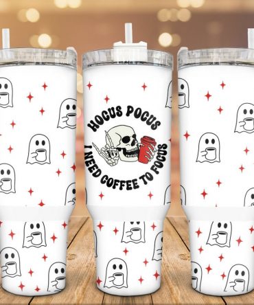 Hocus Pocus Ghost Tumbler - Spooky Coffee Cup for Focused Sips