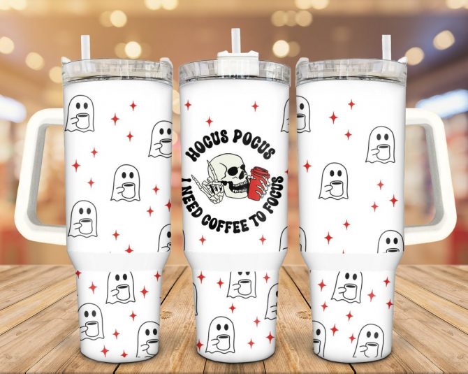 Hocus Pocus Ghost Tumbler - Spooky Coffee Cup for Focused Sips