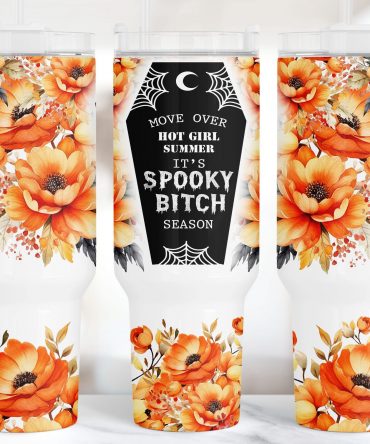Spooky Season Floral Tumbler - Perfect for Halloween Enthusiasts